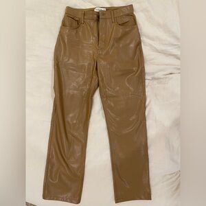 Abercrombie & Fitch Brown Vegan Leather 90s Straight Pants 26S
